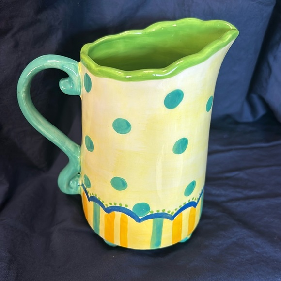 Footed Ceramic Pitcher Vase Kimberly Hodges Cupcakes and Cartwheels 7” - Picture 3 of 5